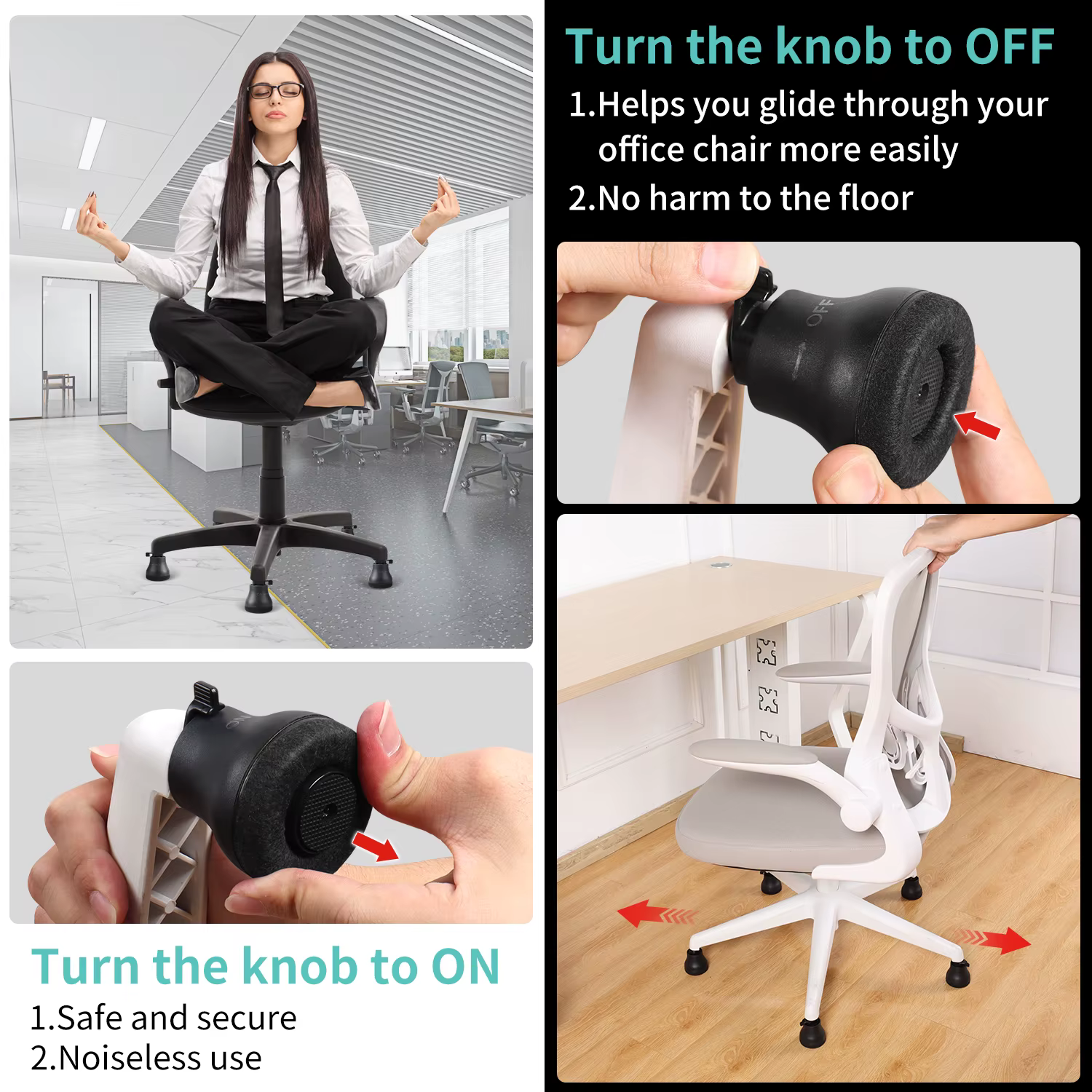 5PCS Office Chair Caster Swivel Wheels to Fixed Stationary Castors Replacement Bell Glides Furniture Chair Feet Wheel Stopper