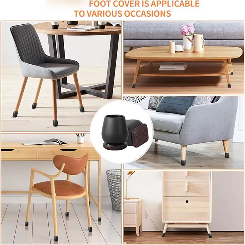 8PCS Chair Leg Floor Protector Felt Foot Cover 15° Diagonal with Thick Wrap Felt Pads Silicone Furniture Table Feet for Hardwood