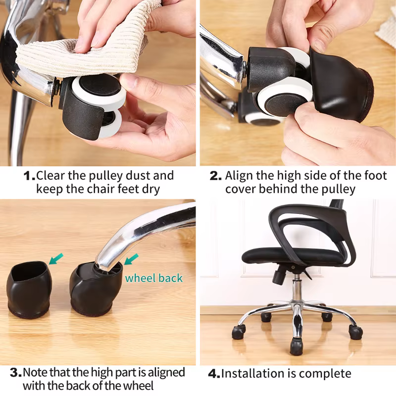 Felt Bottom Furniture Wheel Caster Cups Sofa Bed Office Chair Wheels Stopper Floor Protectors Covers Silicone Prevents Scratches