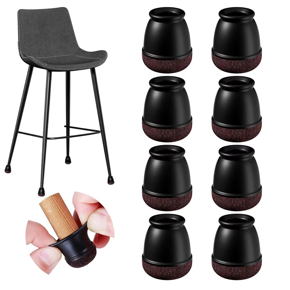 Black Round Chair Leg Floor Protectors Foot Cover Diagonal Silicone Furniture Table Feet for Hardwood Floors Table Protect Floor