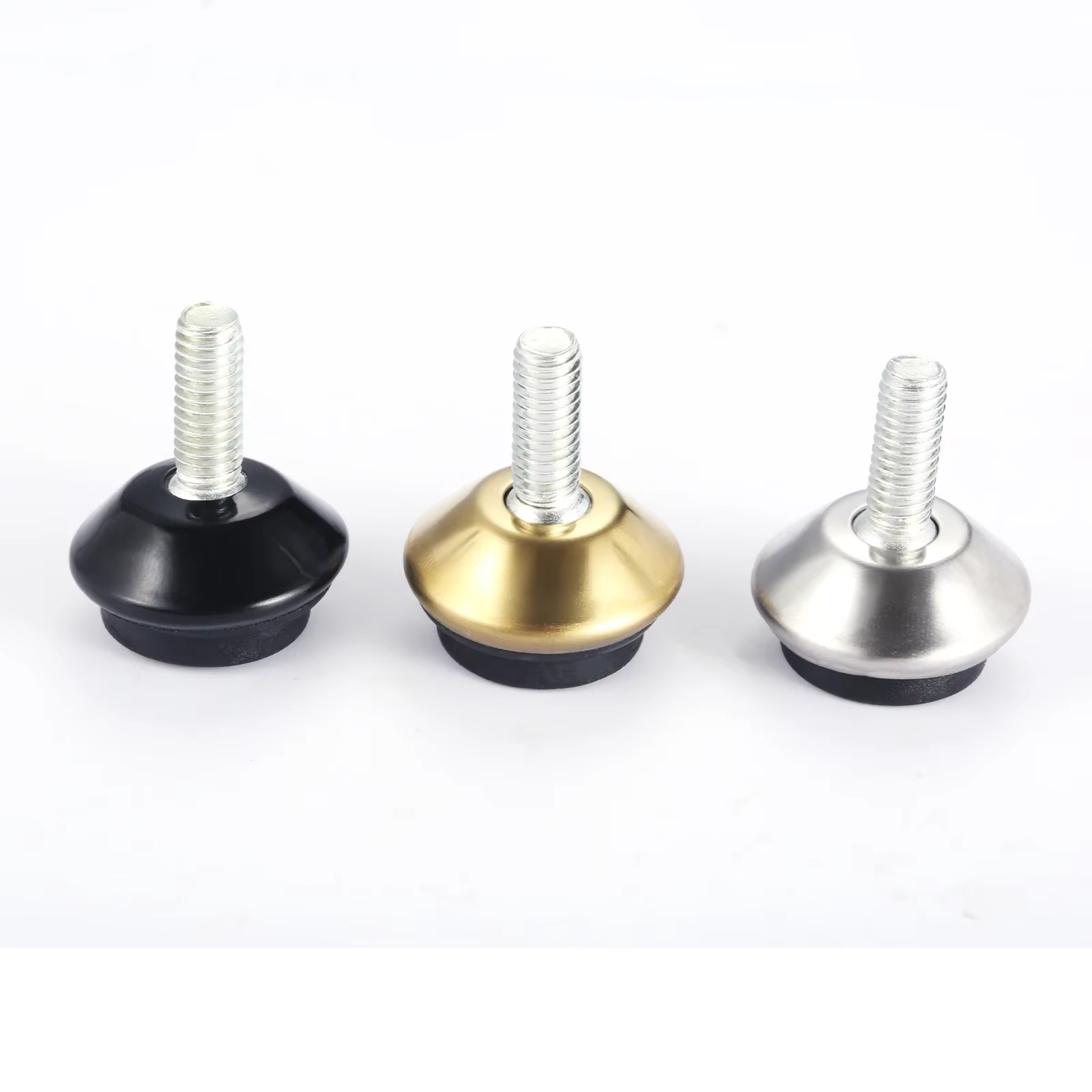 4pcs Adjustable Metal Furniture Levelers Feet Leg M6*15mm Thread Screw Black/Silver/Gold for Cabinet Table Chair Machine Base