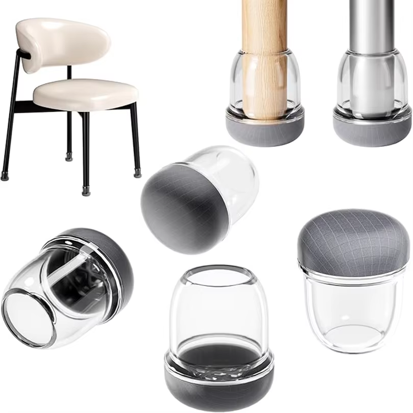 8PCS Round Chair Leg Protectors Silicone Dust and Hair Proof Chair Leg Caps for Rug Glides Easily for Hardwood Floors Prevents