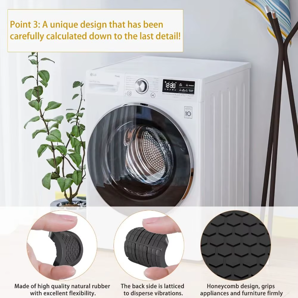 4Pcs Anti Slip Washer Anti Vibration Feet Pad Silent Dampers Shock-absorbing Washing Machine Foot Pad Heightening