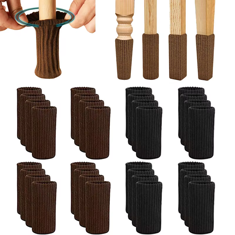 24/4Pcs Chair Legs Socks Knitted Furniture Feet Floor Protectors Anti-slip Pads Silent Thicken Table Chair Leg Socks Covers